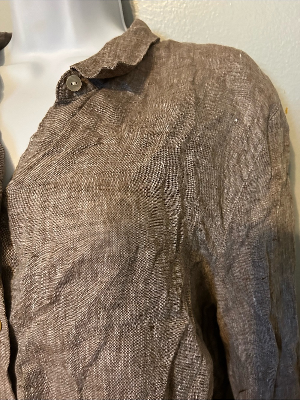 J Jill Lightweight Brown Linen Button-Up Shirt - Picture 2 of 9